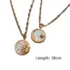 Wholesale Jewelry Ethnic Style Sun And Moon Totem Stainless Steel Natural Fritillary Inlay Pendant Necklace