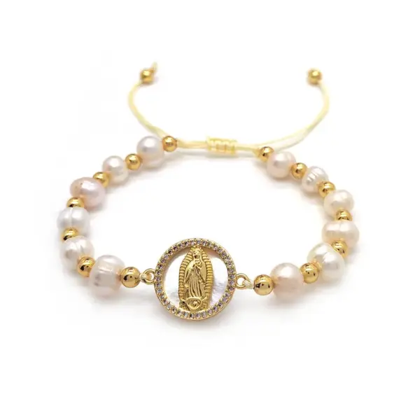 Wholesale Simple Style Classic Style Cross Freshwater Pearl Copper Beaded Bracelets