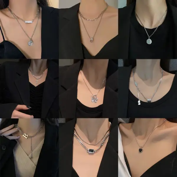 Fashion Heart Shape Butterfly Alloy Layered Necklaces Wholesale