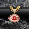 Wholesale Red and white oil dripping diamond hip hop Cuban necklace