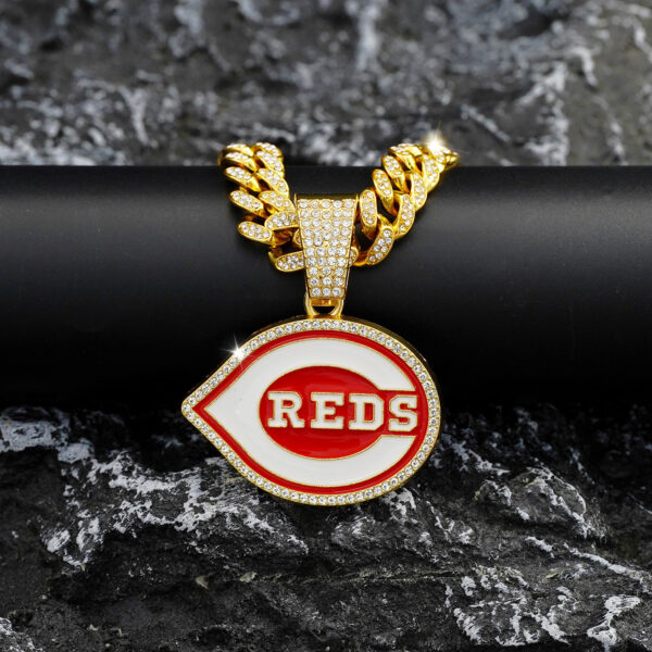 Wholesale Red and white oil dripping diamond hip hop Cuban necklace