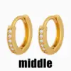 Wholesale 1 Pair Simple Style Geometric Round Inlaid Zircon Copper 18k Gold Plated Hoop Earrings