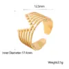 Wholesale PVD Coated Real Gold Plated Stripe Stainless Steel Retro Waterproof Non Tarnish Open Ring