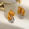 Wholesale 1 Pair Vintage Style Commute Water Droplets Plating 304 Stainless Steel 18K Gold Plated Ear Studs