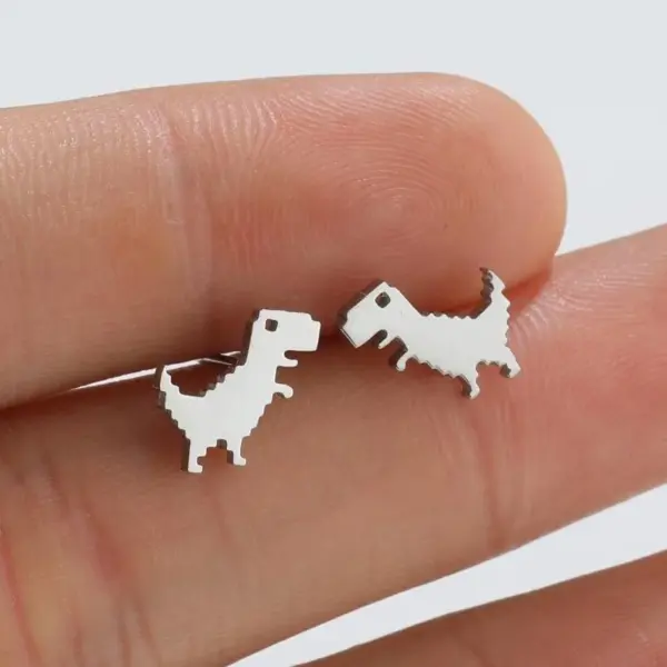 PVD Coated 18K Gold Real Gold Plated Dinosaur 304 Stainless Steel Fashion Waterproof Non Tarnish Ear Studs