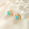 Wholesale 1 Pair Cute XUPING Sweet Star Enamel Plating Copper 18K Gold Plated Hoop Earrings