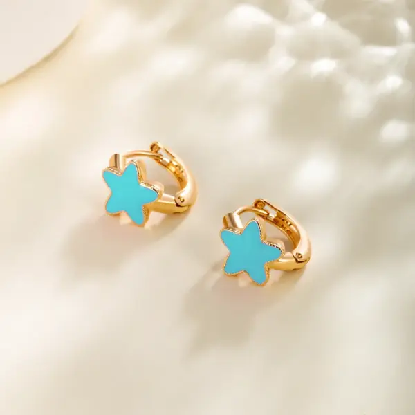 Wholesale 1 Pair Cute XUPING Sweet Star Enamel Plating Copper 18K Gold Plated Hoop Earrings