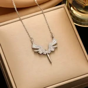 360 Angel Wings Necklace-Silver