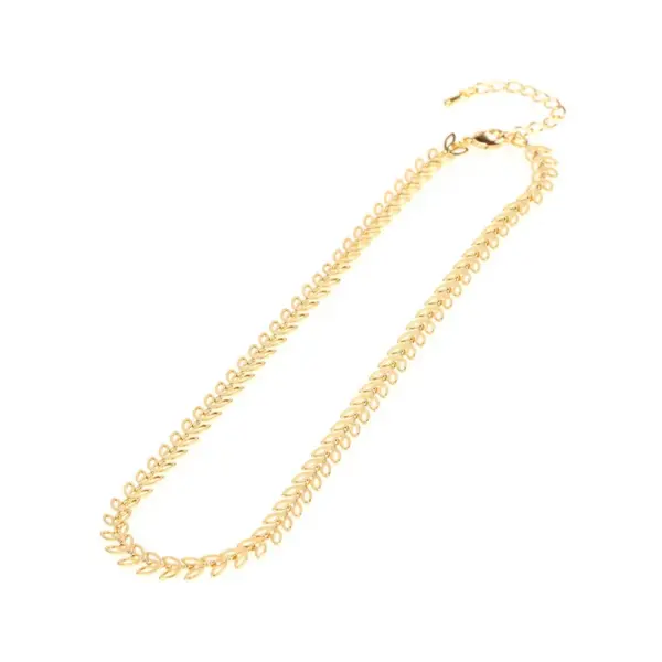 Wholesale Fashion New Fishbone Chain Hot-sale Real Gold Plated Color Preservation Sequin Copper Necklace Wholesale