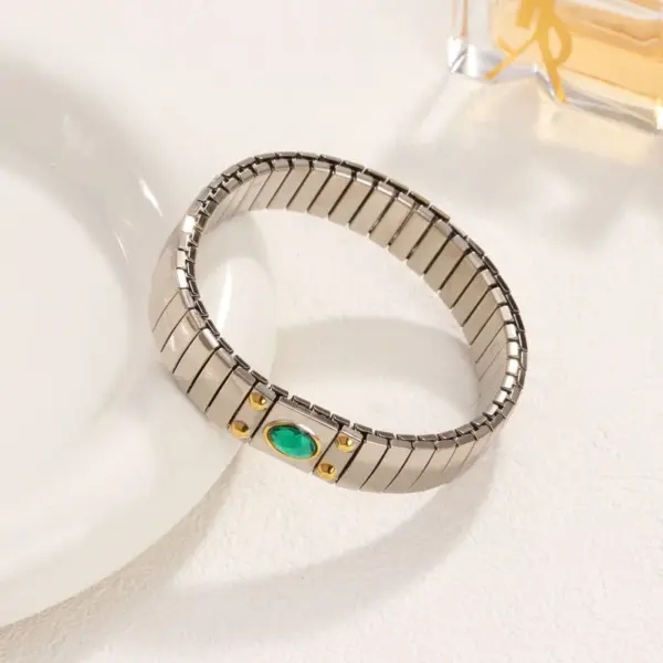 Wholesale Casual Retro Geometric 304 Stainless Steel Zircon Wristband In Bulk