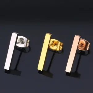 Wholesale PVD Coated 18K Gold Real Gold Plated Geometric 304 Stainless Steel Simple Style Waterproof Non Tarnish Ear Studs