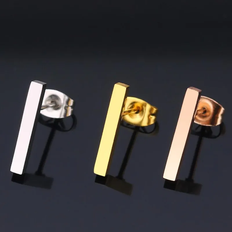 Wholesale PVD Coated 18K Gold Real Gold Plated Geometric 304 Stainless Steel Simple Style Waterproof Non Tarnish Ear Studs