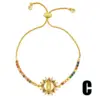 Copper Inlaid Zircon Geometric Artificial Gemstones Copper Bracelets
