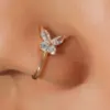 Butterfly Non-pierced Nose Clip Copper Inlaid Zircon U-shaped Nose Ring Nose Pin