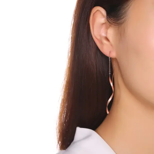 Wholesale PVD Coated Real Gold Plated Lines The Answer 201 Stainless Steel Casual Vacation Simple Style Waterproof Non Tarnish Ear Line