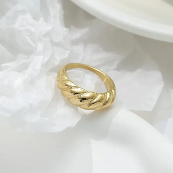 Wholesale Jewelry Retro Stripe Solid Color 304 Stainless Steel Gold Plated Plating Rings