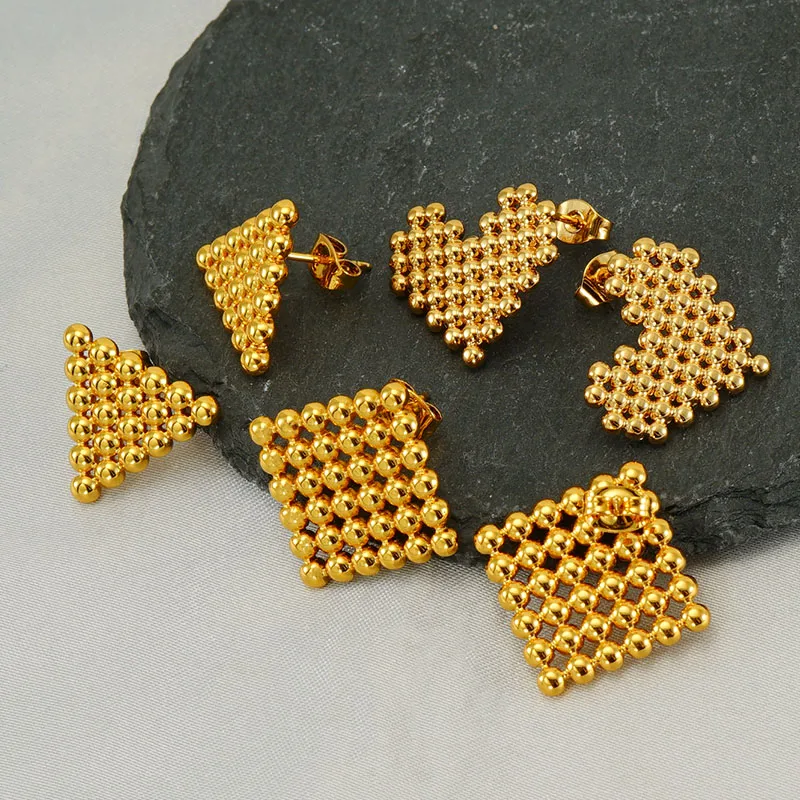 Wholesale 1 Pair Elegant Solid Color Plating Stainless Steel Titanium Steel 18K Gold Plated Ear Studs