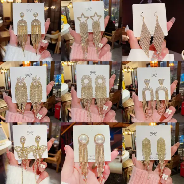 Wholesale 1 Pair Glam Geometric Plating Inlay Copper Artificial Pearls Rhinestones Earrings