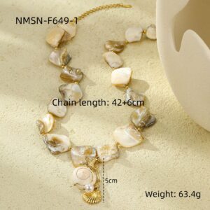 Nmsn-f649-1 white shell necklace / 18K