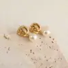 Wholesale Niche Temperament Design Flower Fan-Shaped Pearl Stud Earrings Irregular With Personality Earrings