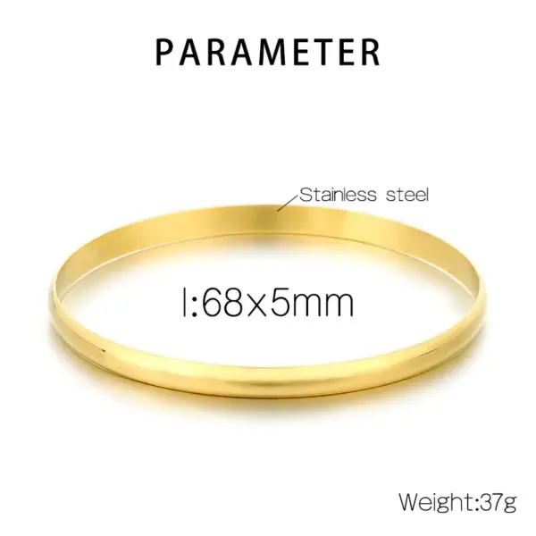 Wholesale PVD Coated 18K Gold Plated Circle 304 Stainless Steel Simple Style Waterproof Non Tarnish 304 Stainless Steel Bangle