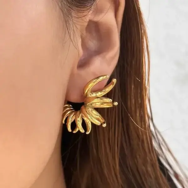 Wholesale PVD Coated 18K Gold Plated Real Gold Plated C Shape 304 Stainless Steel Commute Waterproof Non Tarnish Ear Studs