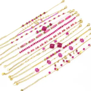 Wholesale Sweet Flower 304 Stainless Steel Artificial Pearl Bracelets In Bulk