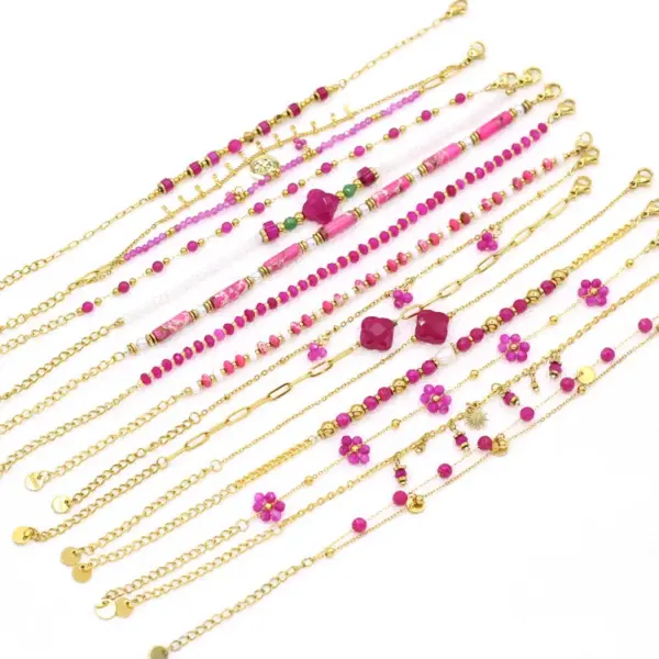 Wholesale Sweet Flower 304 Stainless Steel Artificial Pearl Bracelets In Bulk