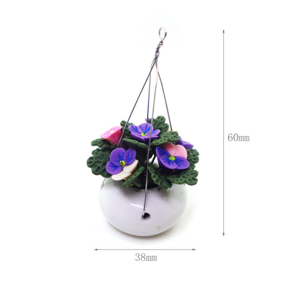 Wholesale 1:12 dollhouse dollhouse mini pocket clay flower hanging pot plant hanging pot phalaenopsis model