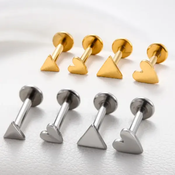 1 Piece Ear Cartilage Rings & Studs IG Style French Style Simple Style Triangle Heart Shape 316L Stainless Steel Waterproof Non Tarnish Surgical Steel