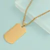 304 Stainless Steel Square Customization Laser Engraving PVD Coated 18K Real Gold Plated Hip-Hop Waterproof Non Tarnish Plating Box Chain Pendant Necklace