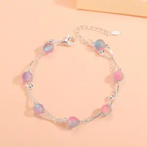 Three-color Gradient Cat's Eye Stone Bracelet