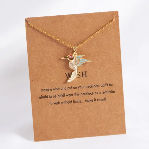 Wholesale Stainless Steel 18K Gold Plated Vintage Style Plating Inlay Bird Rhinestones Zircon Pendant Necklace