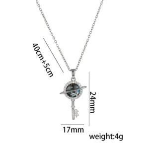 354 Planet Key Necklace / Steel Color