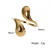 PVD Coated Real Gold Plated 18K Gold Water Droplets 304 Stainless Steel Modern Style Simple Style Waterproof Non Tarnish Open Rings