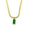 Wholesale Cross-border Japanese-Korean Style Niche Design Sense Blade Chain High-end Sense Light Luxury Emerald Zircon Pendant Titanium Steel Necklace for Women