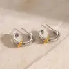 PVD Coated Real Gold Plated C Shape 304 Stainless Steel Simple Style Classic Style Waterproof Non Tarnish Ear Studs