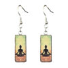 Wholesale Metal Wood Grain Mountain Peak Yoga Meditation Energy Earrings