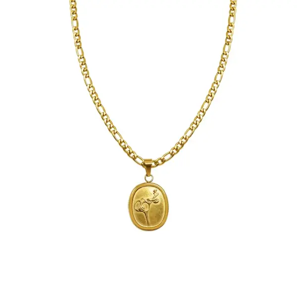 Wholesale PVD Coated Real Gold Plated 18K Gold Geometric 304 Stainless Steel Fashion Waterproof Non Tarnish 304 Stainless Steel Necklace
