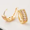 Wholesale Korean Earrings Female Earrings Copper Inlaid Zircon Plating 18k Real Gold Gold French Earrings
