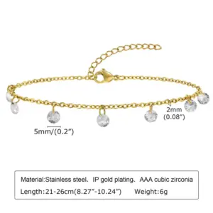 White Zircon Anklet JC-138GW