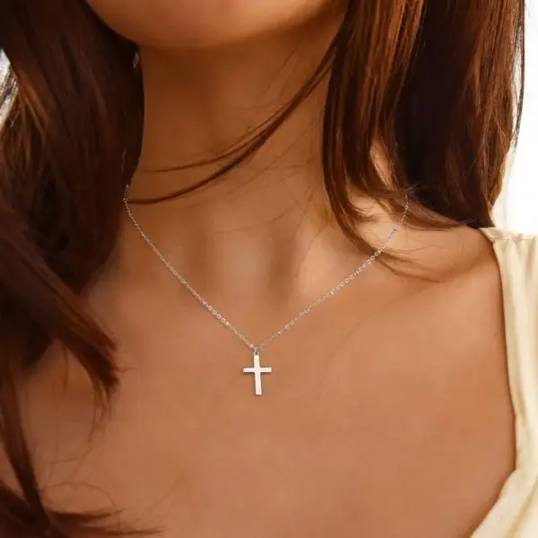 Wholesale Jewelry Simple Style Cross 304 Stainless Steel Pendant Necklace