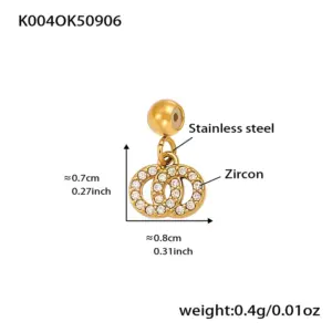 K004-Gold Double Ring Zircon Pendant