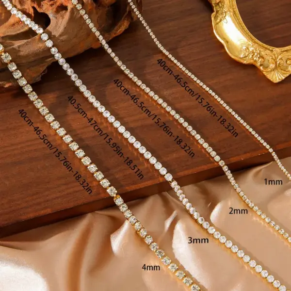 Wholesale Jewelry Simple Style Shiny Geometric 304 Stainless Steel 18K Gold Plated Plating Necklace Tennis Chain
