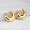 1 Pair Casual Elegant Commute Solid Color Scallop Plating Copper 18k Gold Plated Hoop Earrings