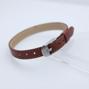 8mm Imitation Leather Wristband-Dark Brown (Square Steel Buckle) / 8mm Imitation Leather Wristband