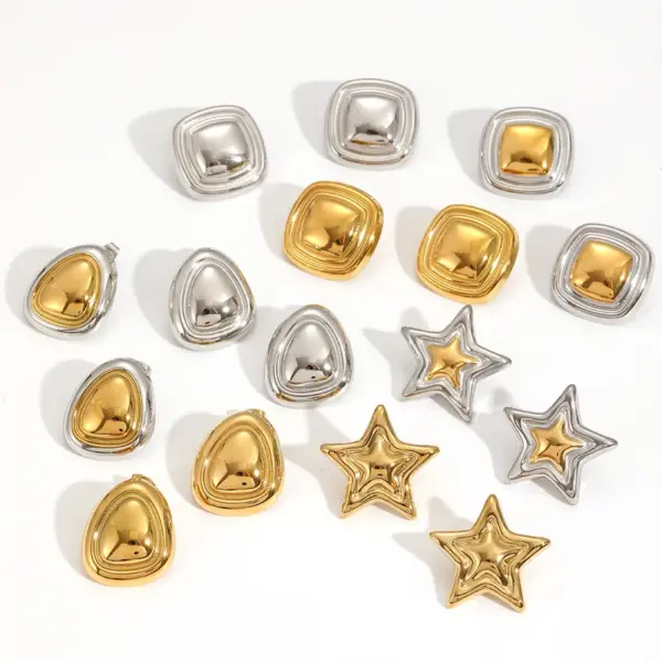 PVD Coated Real Gold Plated 18K Gold Geometric Star 304 Stainless Steel Modern Style Waterproof Non Tarnish Ear Studs
