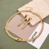 Wholesale Ion Plating (IP) 18K Gold Plated Square 304 Stainless Steel Casual Modern Style Sweet Earrings Necklace Jewelry Set