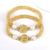 Wholesale Copper 18K Gold Plated Elegant Vintage Style Lady Plating Inlay Round Artificial Pearls Bracelets