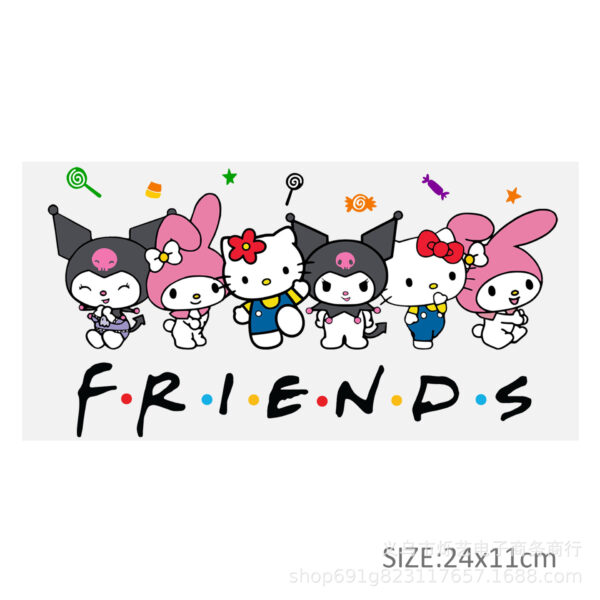 Wholesale Cartoon Kitty Kuromi Melody Series Uv Dtf Transfer Crystal Label Cup Sticker That Can Be Peeled Off and Apply